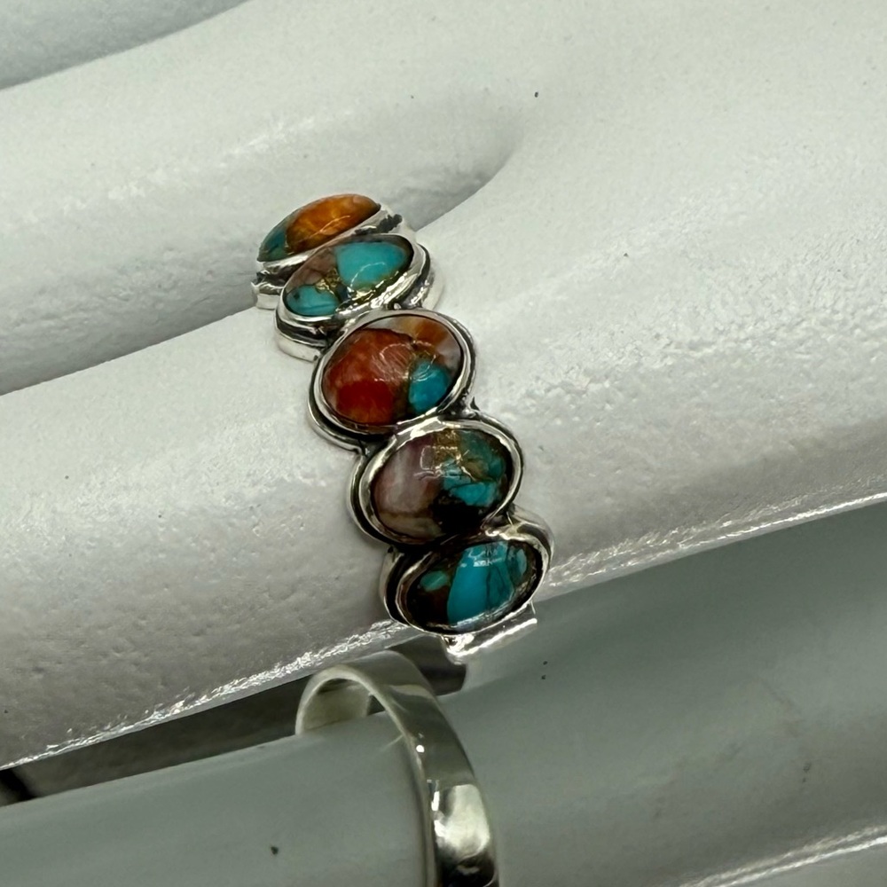 NWT Spiny Turquoise Stones Set in Sterling Silver Ring - Picture 8 of 10